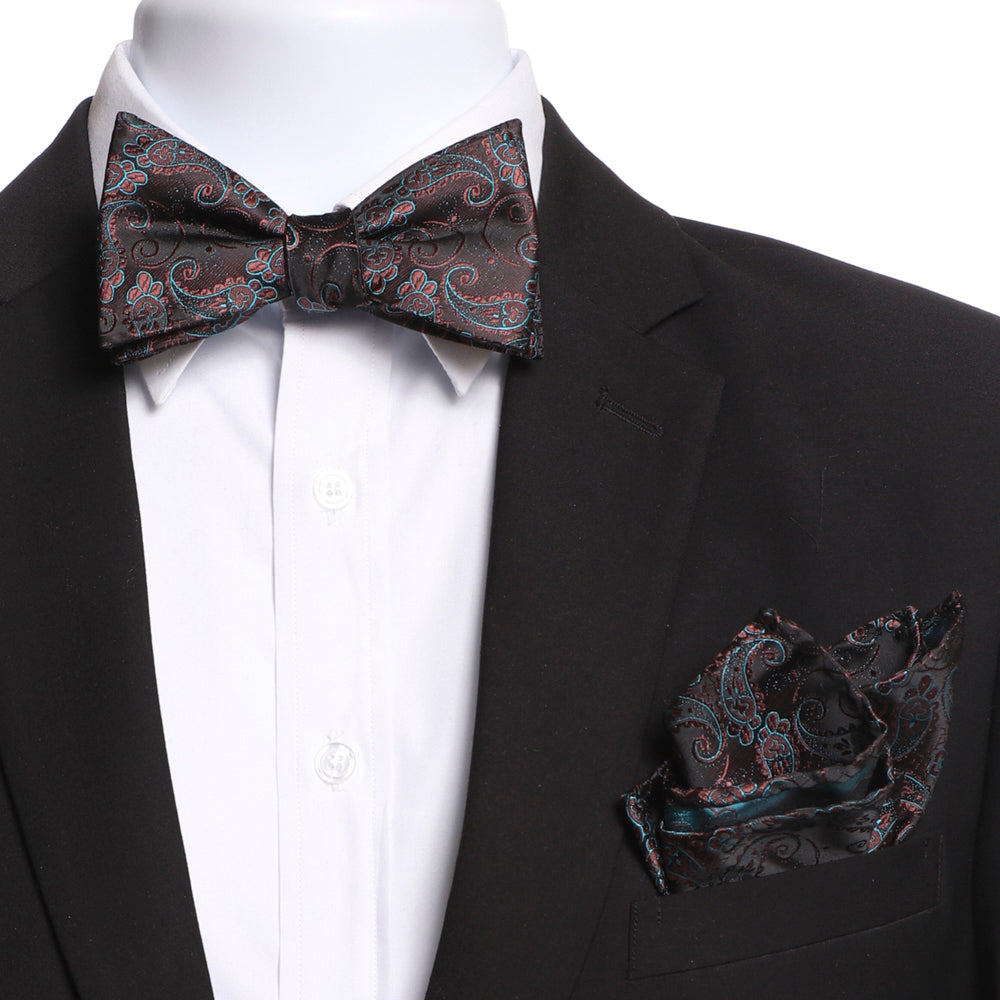 Men's Brown & Blue Self Bow Tie - Amedeo Exclusive
