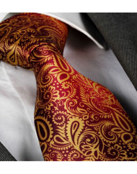 Men's jacquard Gold Pink Purple Paisley Premium Neck Tie With Gift Box - Amedeo Exclusive